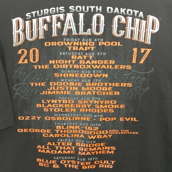 Sturgis Buffalo Chip 2017 Harley Mens Black Tshirt - Picture 4 of 6
